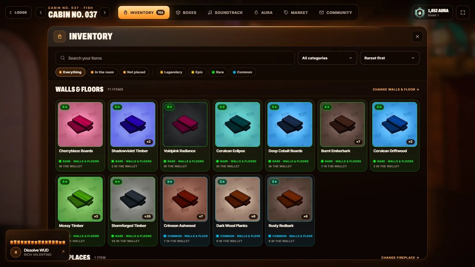 The inventory window in a WUD Universe cabin
