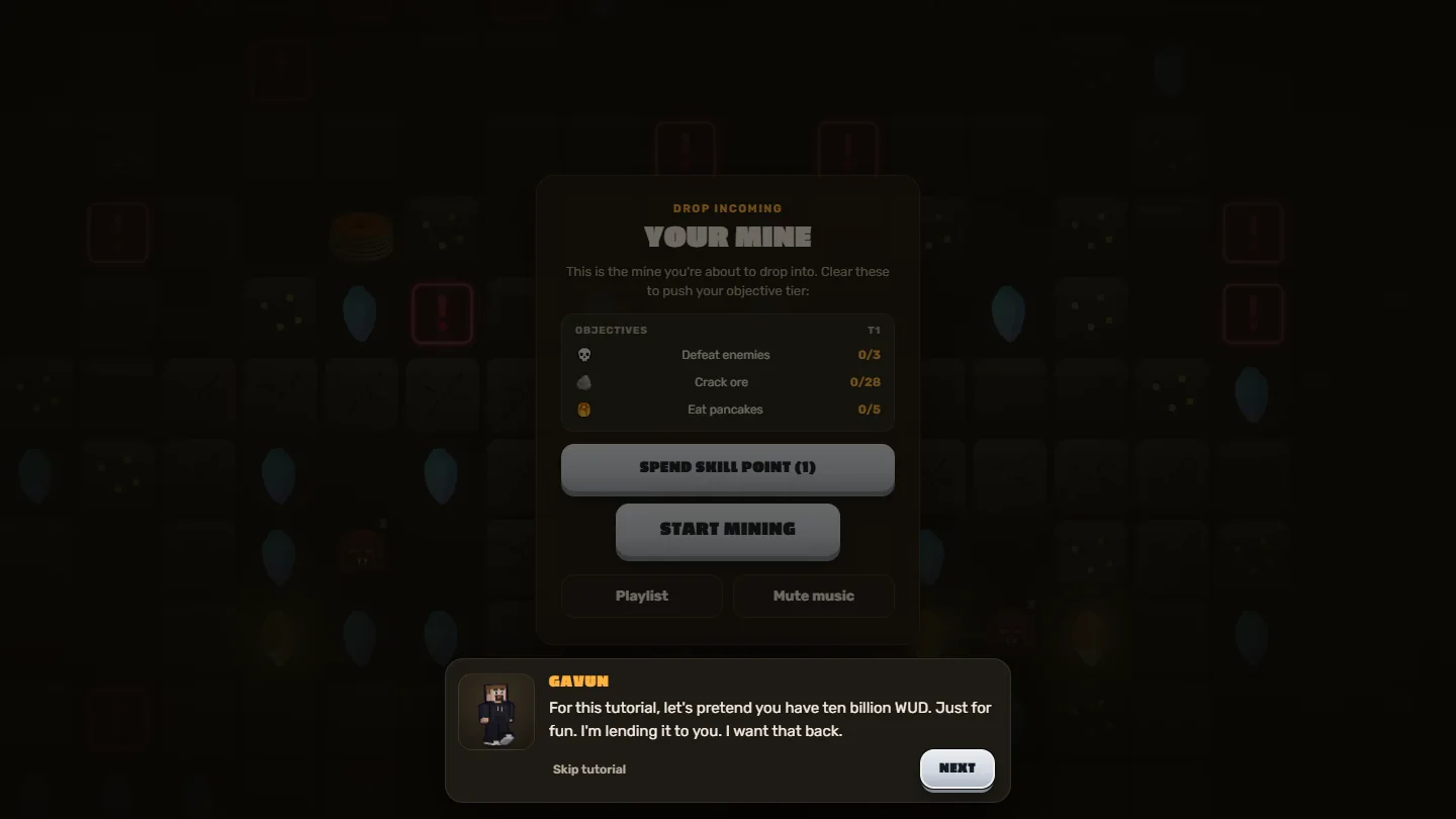 Gav lending the player ten billion WUD for the tutorial